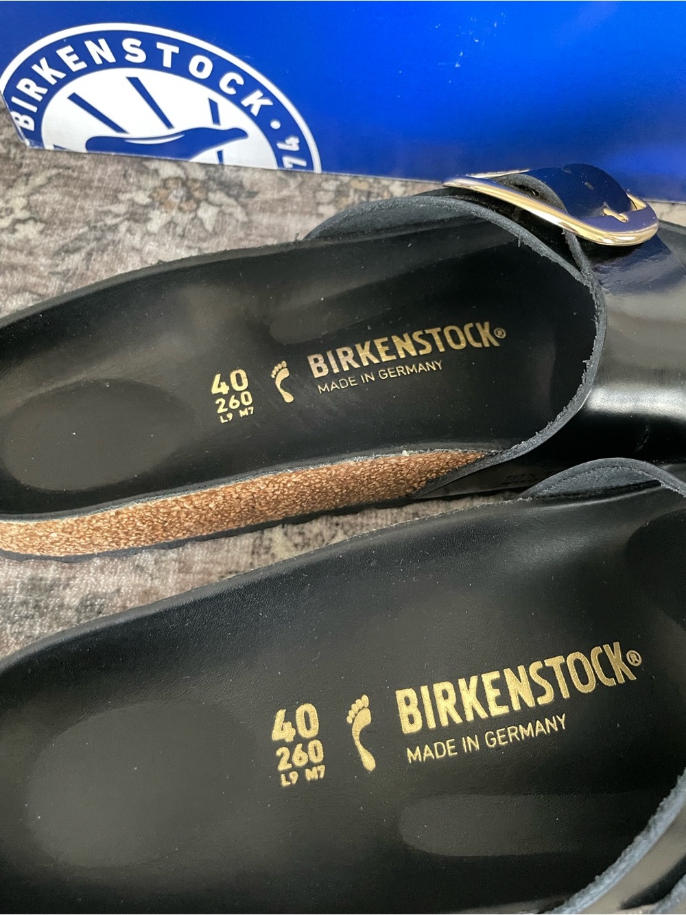 Birkenstock Madrid Big Buckle High Shine Black Slide Sandals Size 9 (40) - Picture 4 of 7